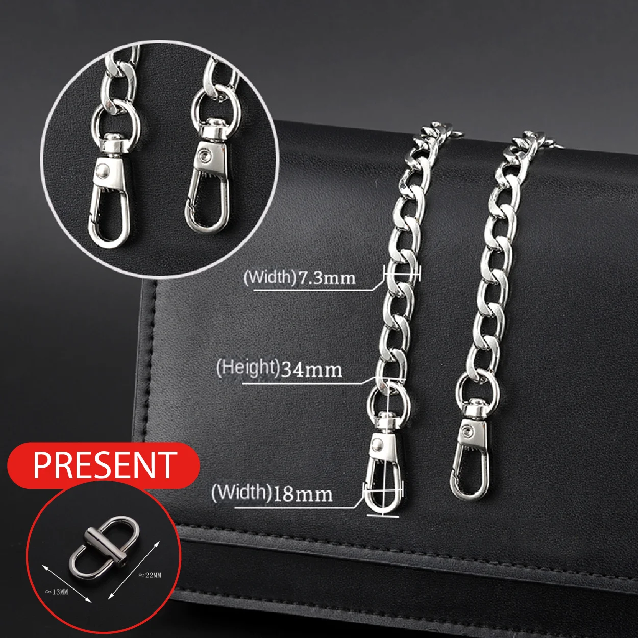 Sacos de metal Corrente para mulheres Fivelas de bolsa Alça de ombro Corrente Crossbody DIY Peças de bolsa Cadeias de bolsa