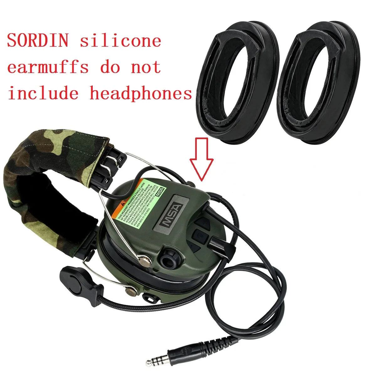 Tactical SORDIN Silicone Earmuffs for MSA/SORDIN/IPSC/TCI LIBERATOR II Noise Reduction Shooting Headphones