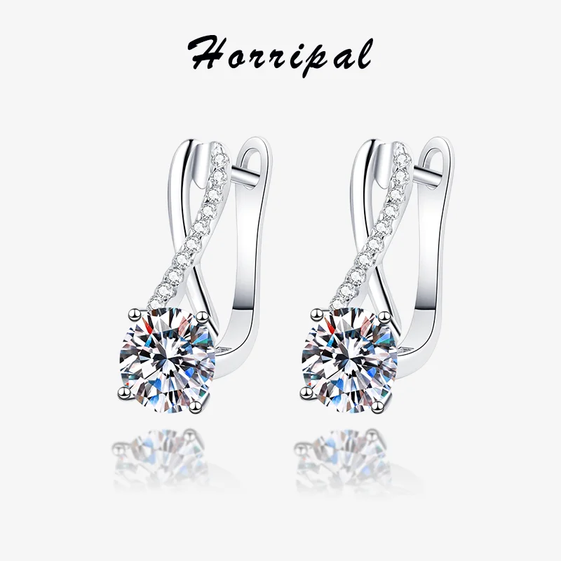 

1CT D VVS1 Moissanite Hoop Earring Sterling Silve Certified Plated 18k White Gold Engagement Wedding Jewelry Earrings for Women