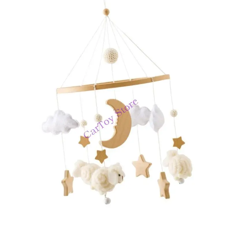 ديكورات الحضانة الخشبية على الطراز الشمالي على شكل نجمة القمر والأغنام سهلة التركيب لسلامة الأطفال حديثي الولادة #1
