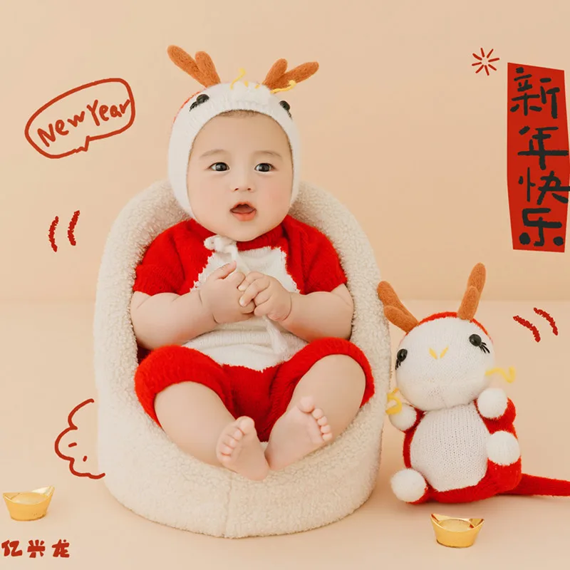 

❤️Baby Photography Clothing Dragon Hat+Jumpsuit+Doll 3Pcs/Set Studio Infant Photo Props Accessories Clothes Outfits Fotografia