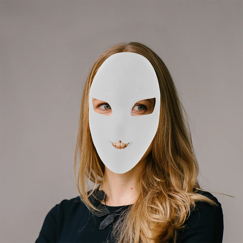 

2pcs Blank White Fox Mask Frosted Plastic Full Face Masquerade Diy Craft For Cosplay Party Hand Painting Decorate Adult Graffiti