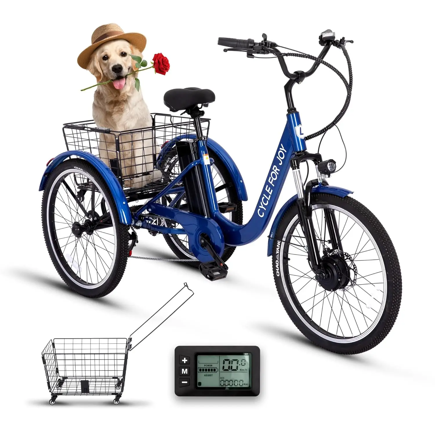 

Electric Tricycle Adults 7-Speed 48V 624Wh Battery 70Miles Range 18.6Mph 3 Wheel E-Trike Dual Disc, Customized
