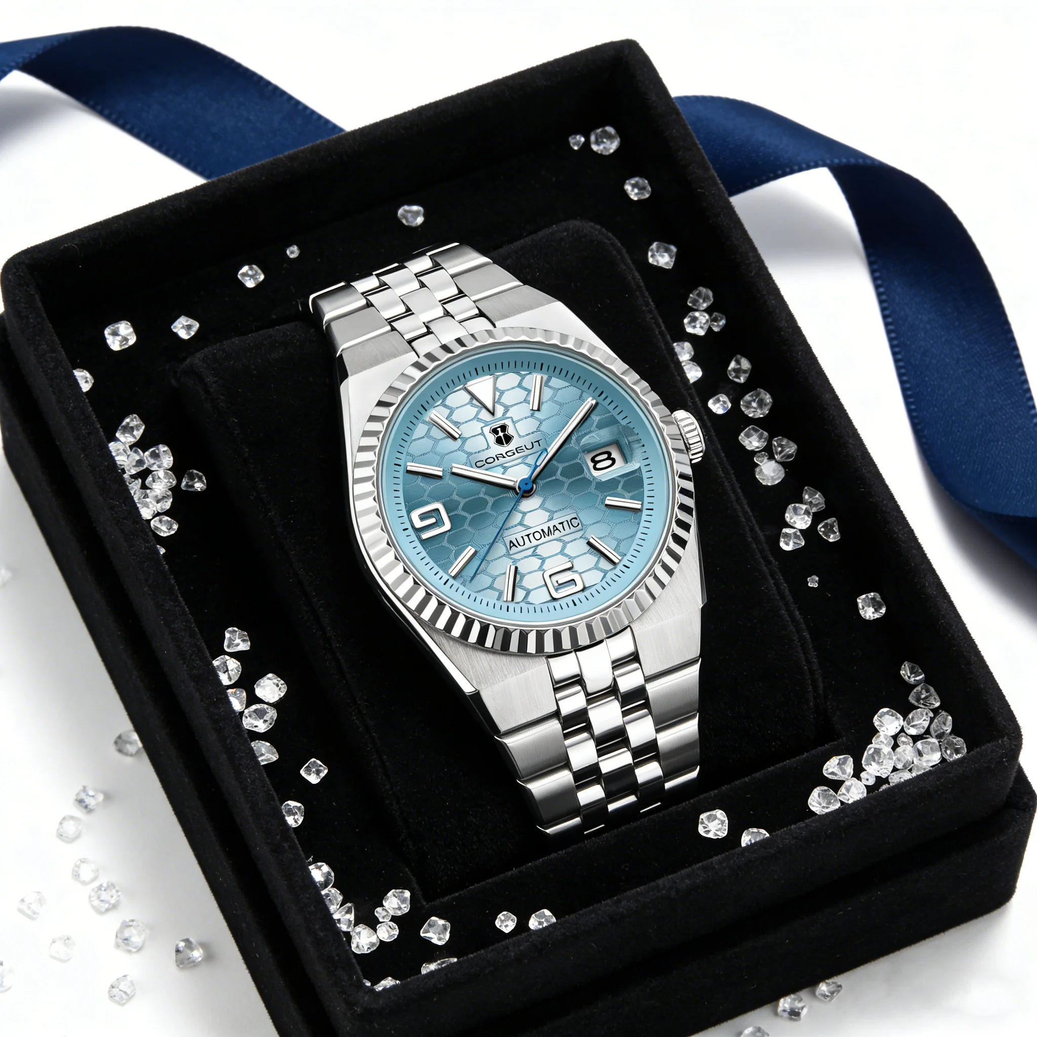 CUSTOM Logo Diy 40mm NH35 Mechanical Automatic Men's Watches Sapphire Crystal Luminous Markings Stainless Steel Watch Waterproof view 5