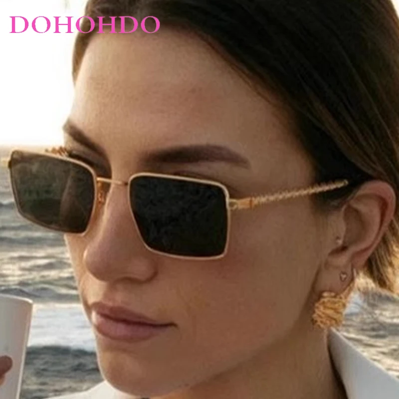 

New Fashion Rectangle Spiral Legs Sunglasses Women Men Luxury Metal Small Frame Sun Glasses Driving Shades Fishing Eyewear UV400