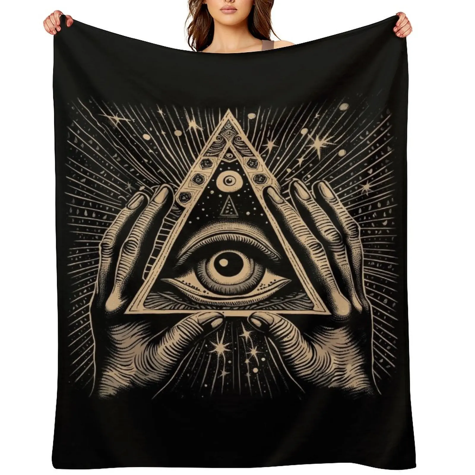 All Seeing Eye Throw Blanket Furrys Picnic Plush Flannel Blankets
