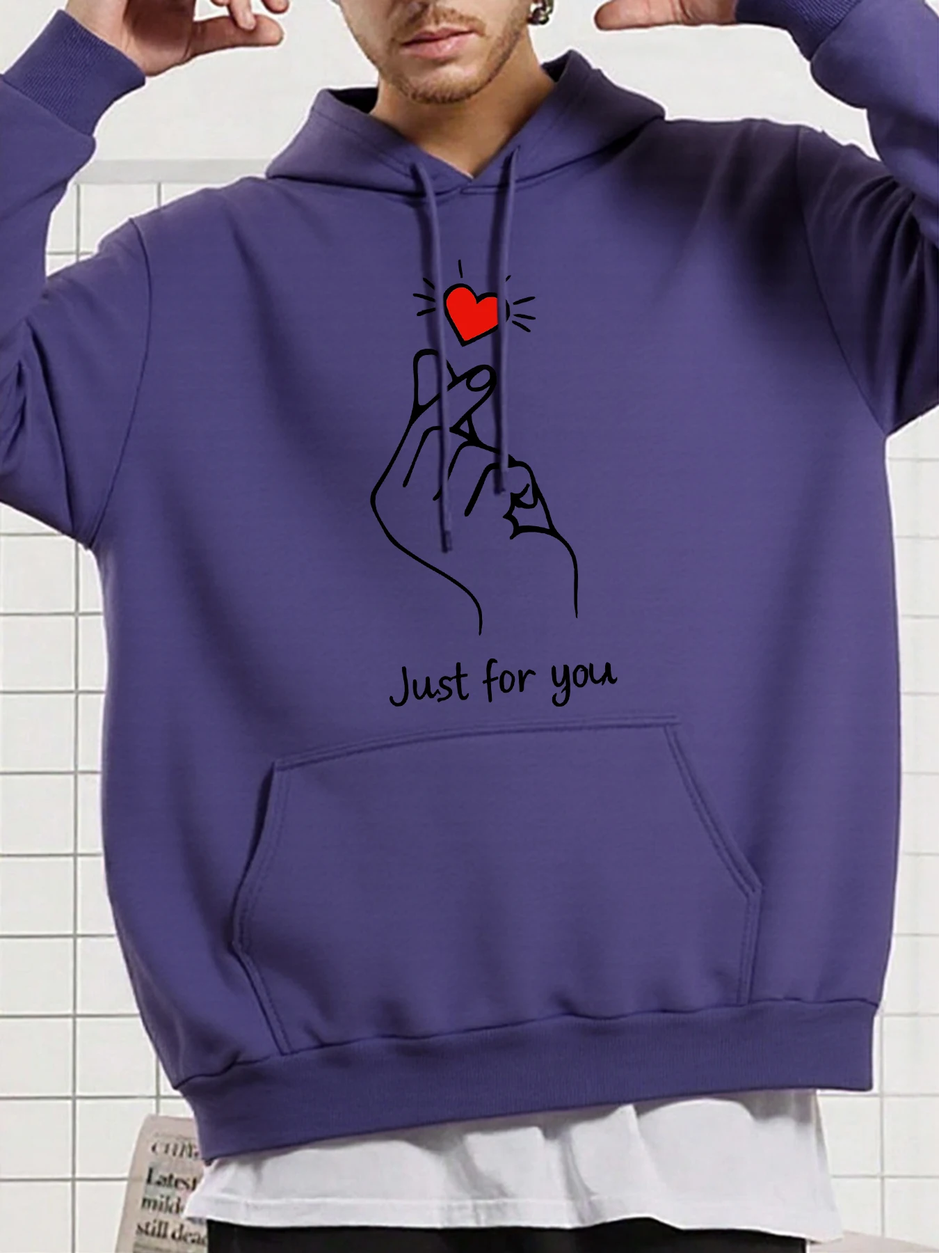 Nur für Sie lieben Herzen Muster Unisex Hoody verdicken All-Match Hoodie Hip Hop lose Sportbekleidung Herbst Casual Hoodies Mann