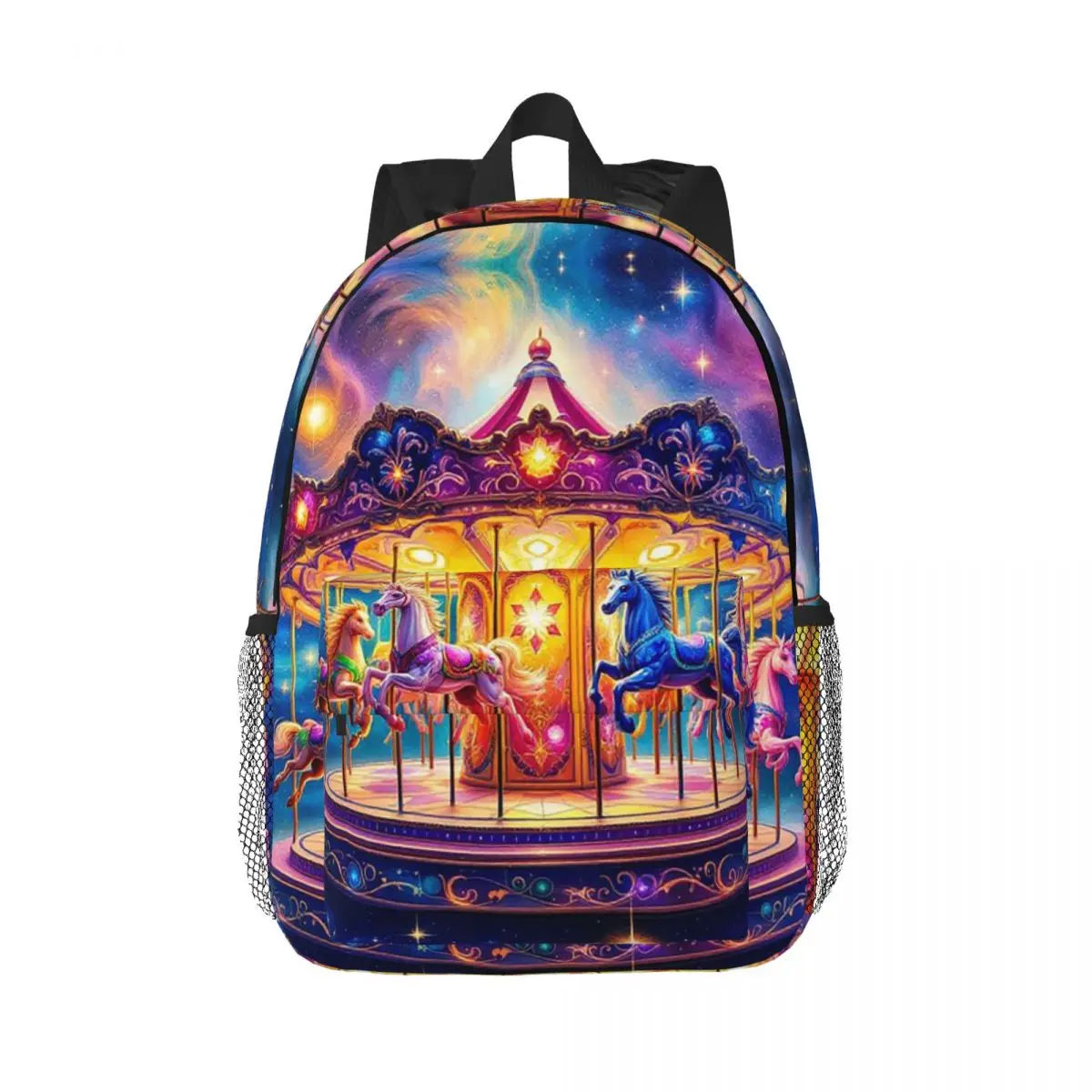 

Horse Carousel Backpack Hot Sale Daypack Large Capacity Boys Girls BookBag Shoulder Bags for Men Women Children School Bag