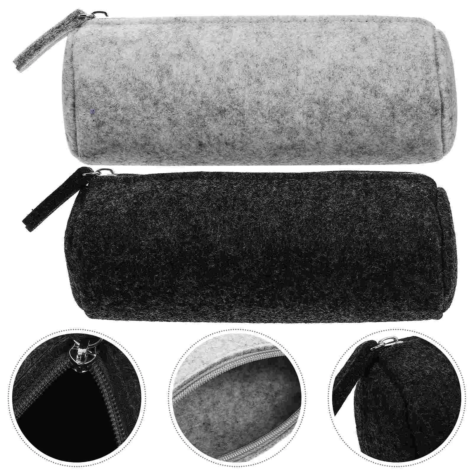 Large Capacity Pencil Pouch Felt Case Storage Bags Zipper Stationery Multi-function Organizer