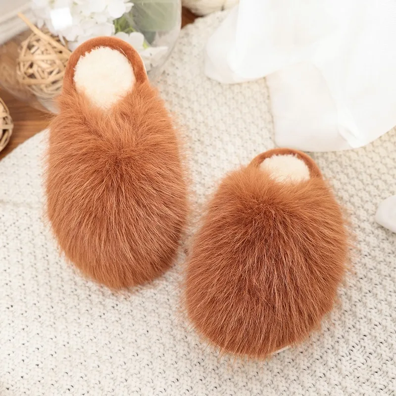 JGSHOWKITO New Winter Kids Plush Slippers Warm Soft Fluffy Home Causal Shoes for Boys Girls Non-slip Children Cotton Slippers - view 6
