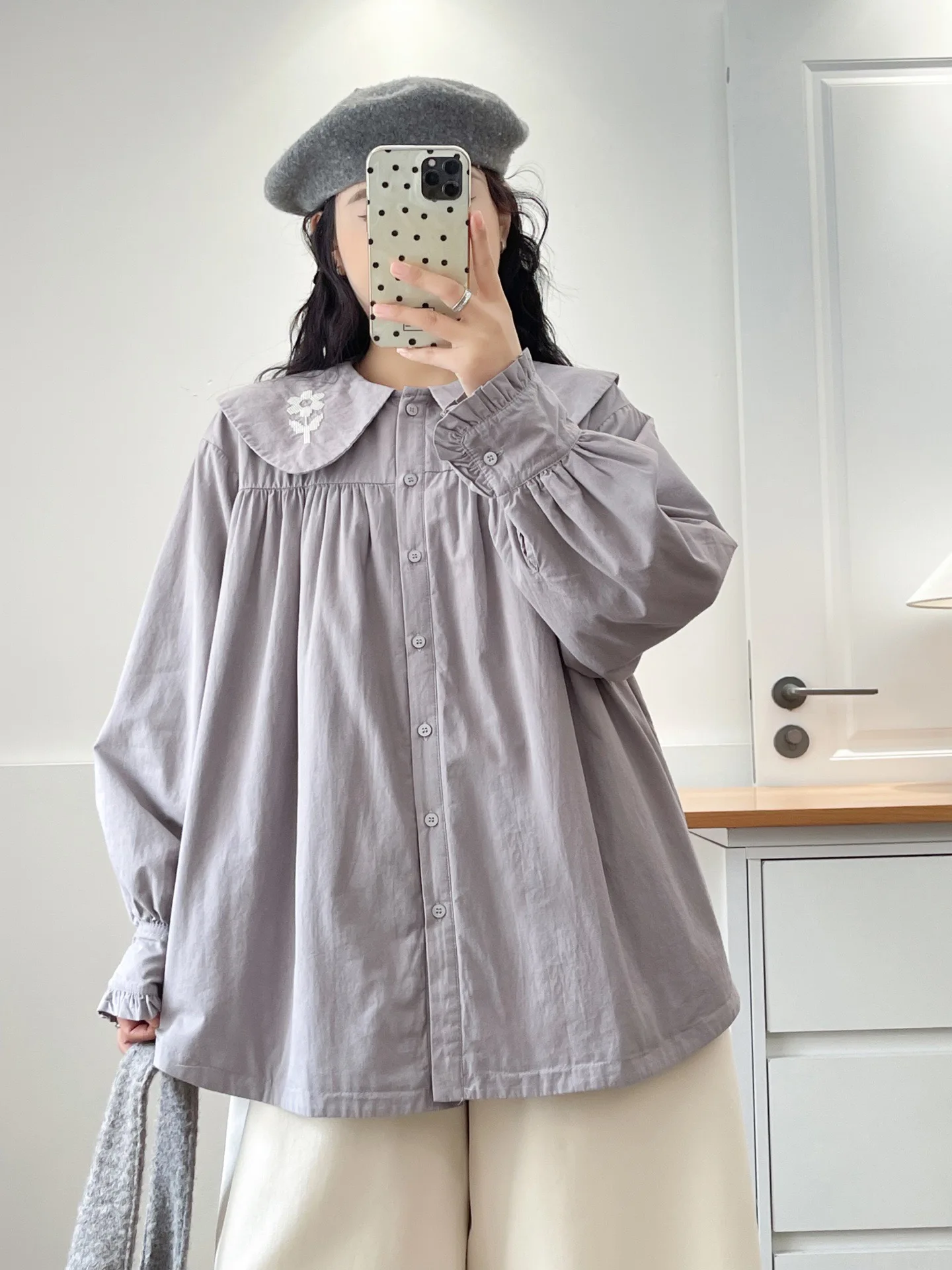 

Художественное пальто-жакет средней длины с вышитым цветочным воротником, свободного кроя, из тонкого хлопка, для женщин