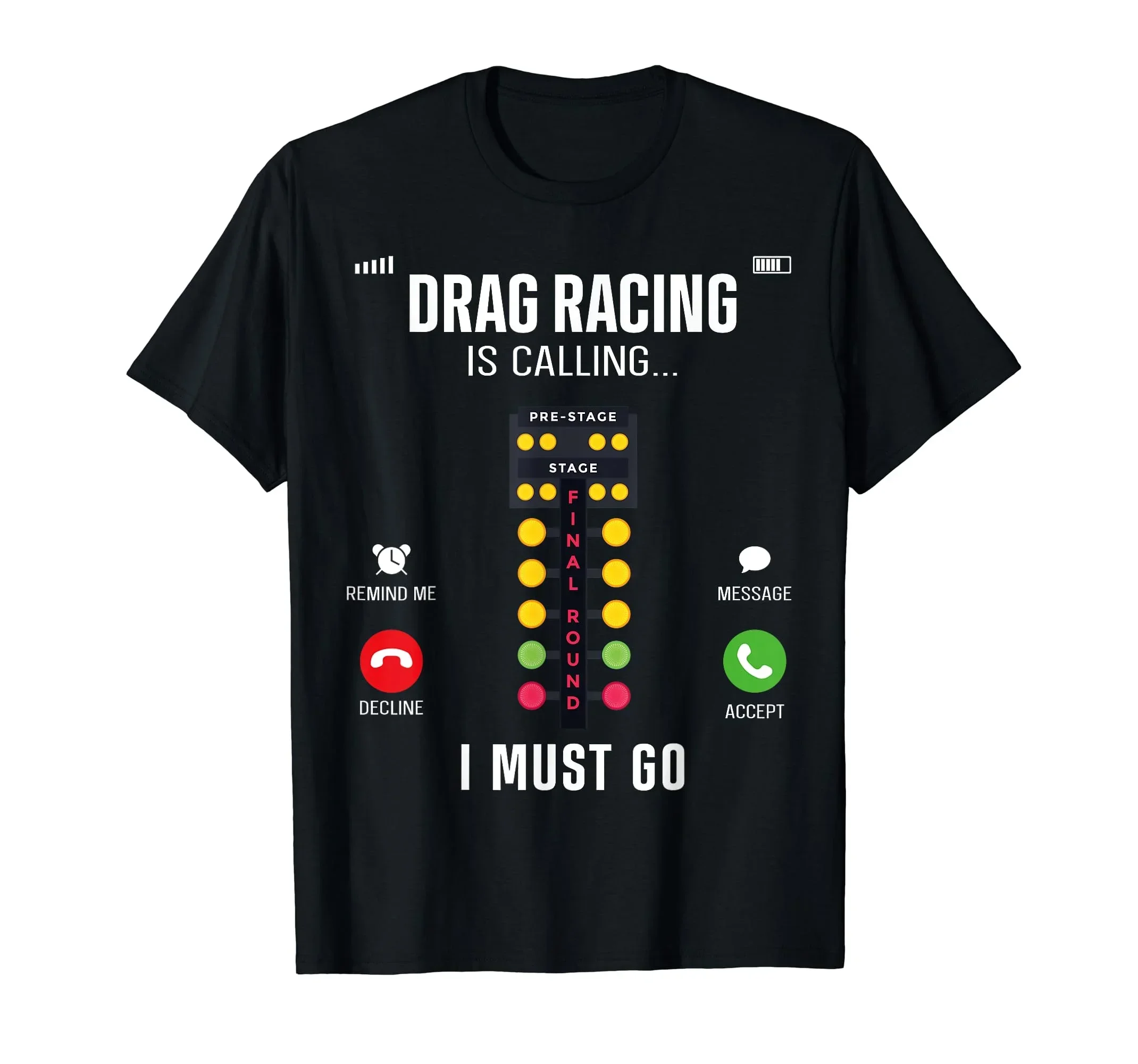 Drag Racing Is Calling Funny Christmas Tree Lights Graphic Tee Men's Short Sleeve T-Shirt