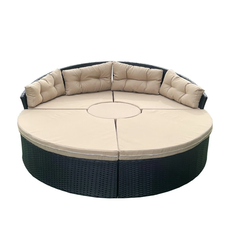 Rattan sofa table and chairs outdoor semi-circular outdoor casual rattan curved rattan chair combination