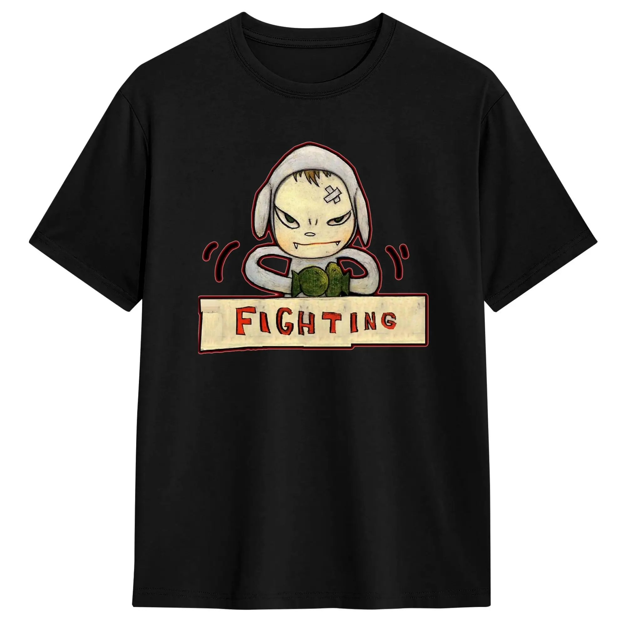 Mens T Shirt yoshitomo nara. Fighting ! we are punks T Shirts Leisure  Beach Tee Shirt Y2K Funny Cotton Clothes Plus Size 6XL