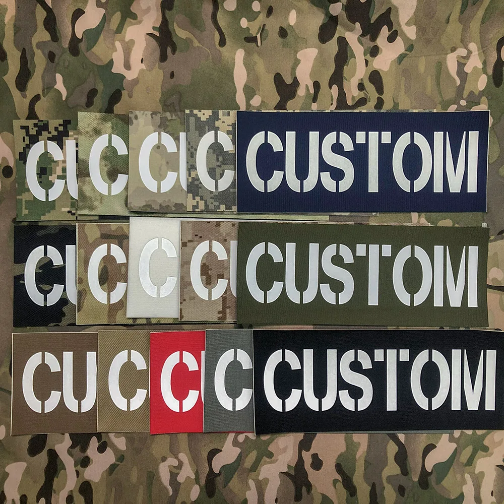 25cm IR IFF Infrared Reflection Back Patch Custom Laser Cut  Name Tapes White Letters Morale Tactics Military Airsoft