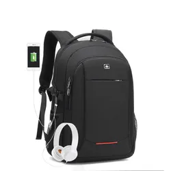 Mochila antirrobo para hombre, bolsa de viaje de negocios con carga USB, 15 y 17 pulgadas, impermeable, Suiza