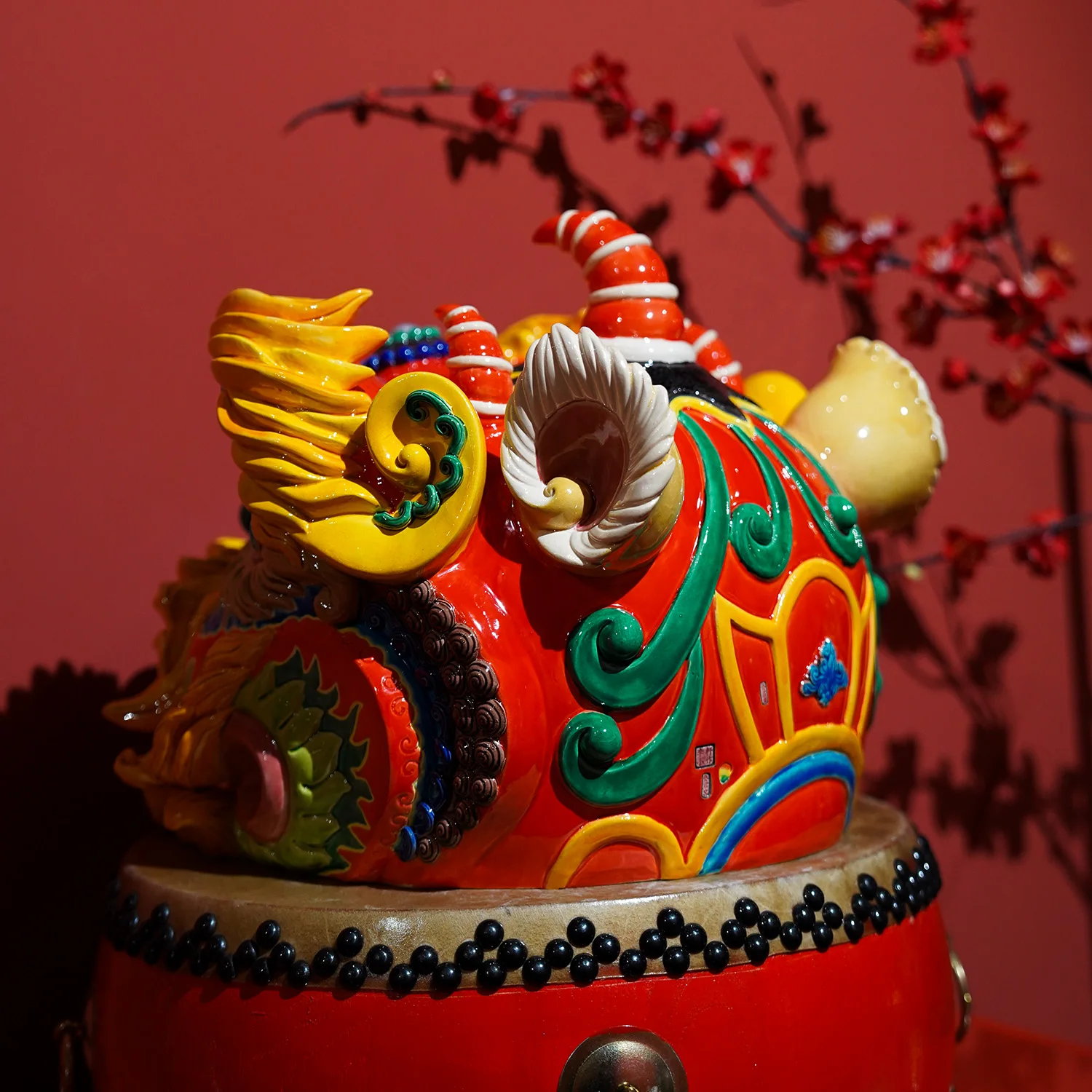 Großer Löwenkopf, handgefertigte Keramik-Wohnzimmertischdekoration, Eingangsdekoration