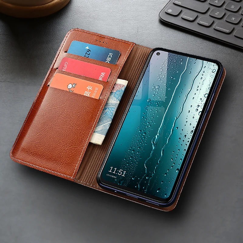 เคสหนังแท้ลาย Crazy Horse สำหรับ Honor 70 80 80GT 90 100 200 300 400 SE GT Pro Plus Lite เคสโทรศัพท์แบบกระเป๋าสตางค์