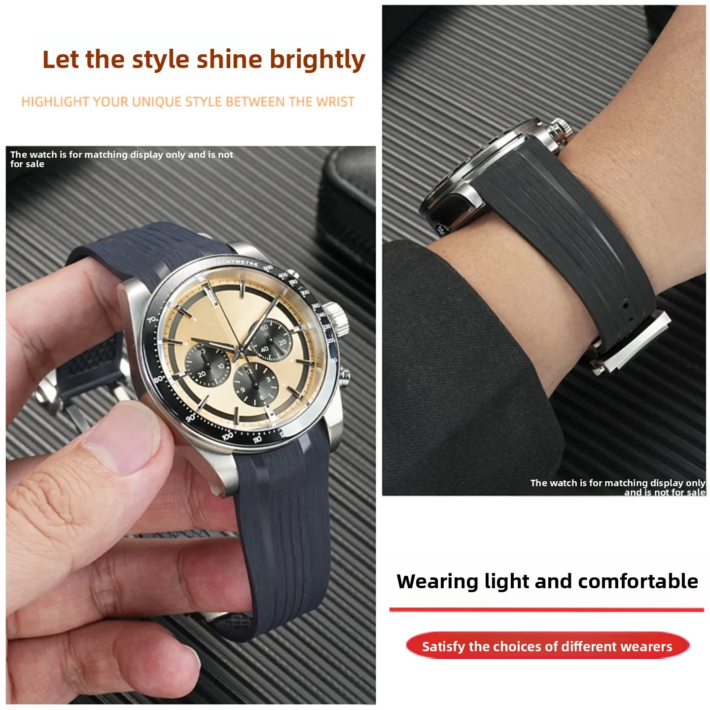 Bracelet de montre FKM incurvé pour Longines CONQUEST GMT L3.890.4 L3.790.4 L3.830.4, bracelet de montre en caoutchouc fluoré pour hommes, boucle pliante 21mm 22mm