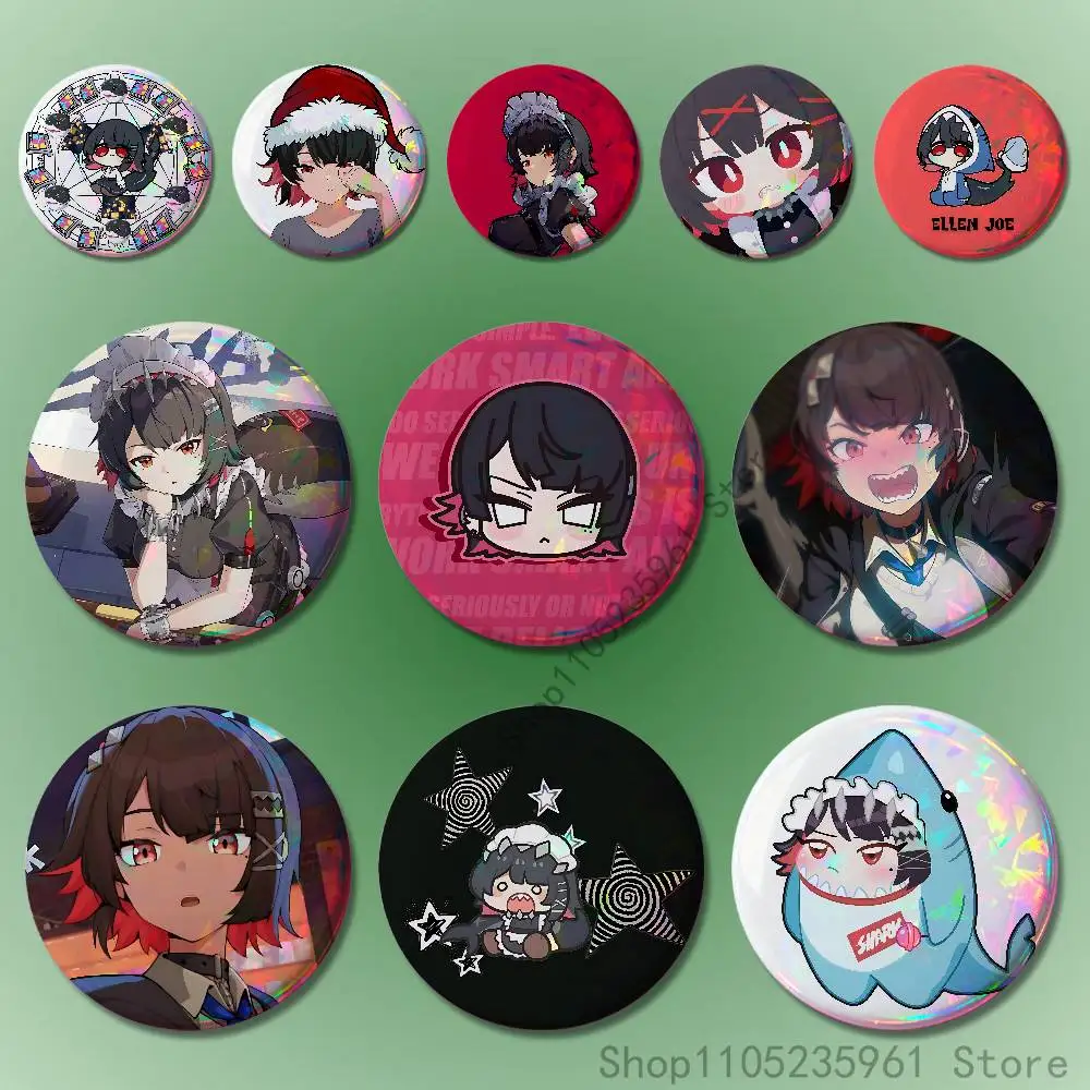 ZZZ Ellen Joe Badges 25 32 44 58 75 mm Round Cosplay Pin Fans Collect Friends Gifts Brooch Souvenir Custom