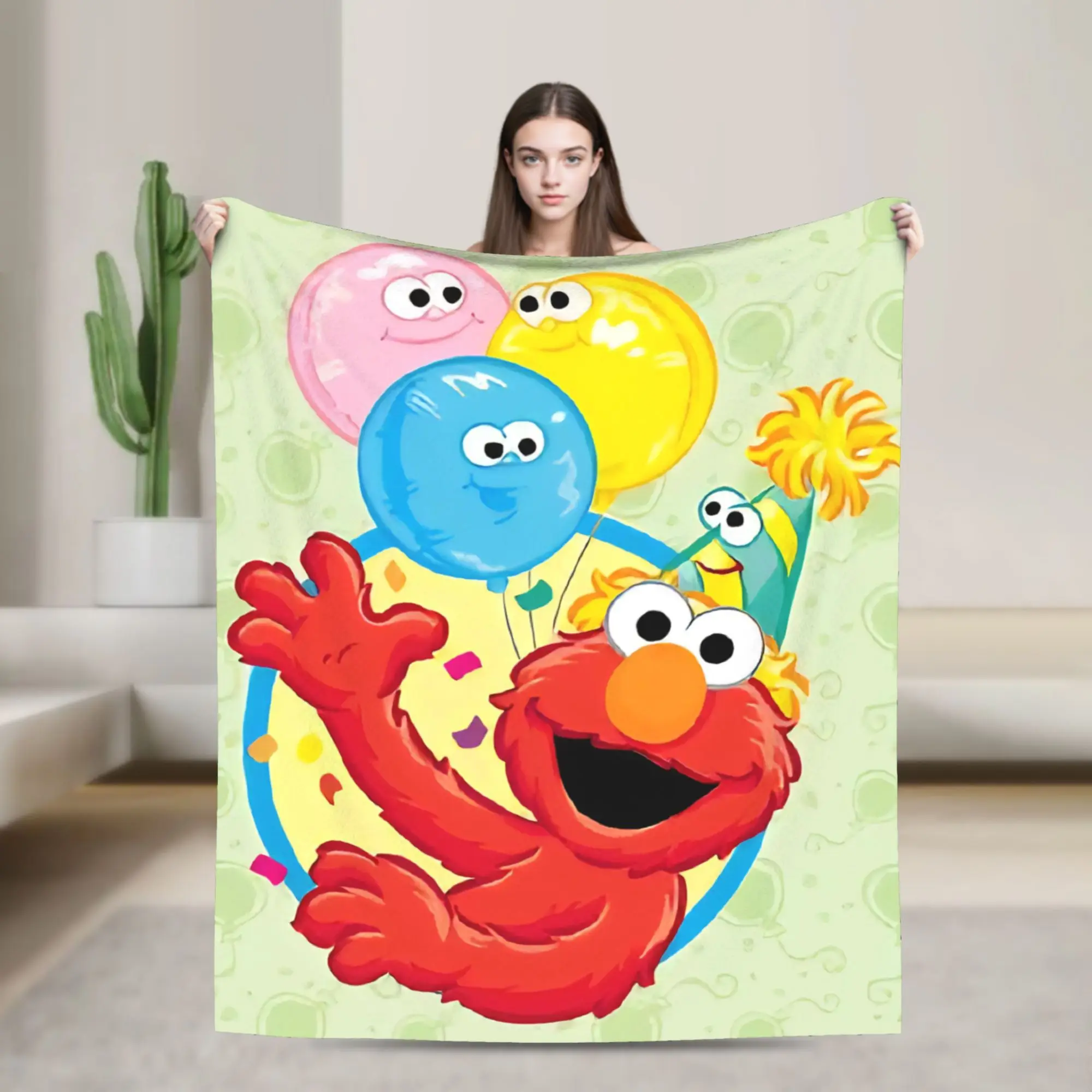 Sesames Streets  Blanket Elmo Birthday Fuzzy Throw Blankets Bedroom Sofa Printed Soft Warm Bedsprea,