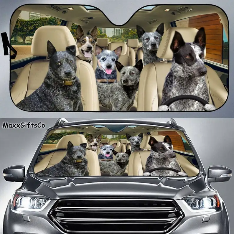 

Australian Stumpy Tail Cattle Dog Car Sun Shade, Dogs Windshield, Family Sunshade, Dog Car Accessories, Car Decoration, Gift For