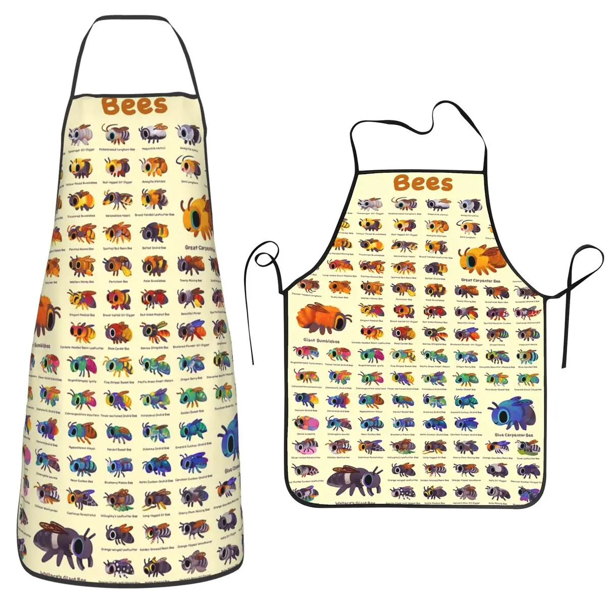 

Bees - Yellow Aprons Chef Cooking Tablier Sleeveless Bib Kitchen Cleaning Pinafore for Women Men Gardening