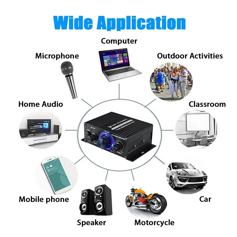 مكبر صوت لاسلكي HiFi ستيريو ، مكبر صوت للسيارة المنزلية ، إدخال RCA ، شو + صوت