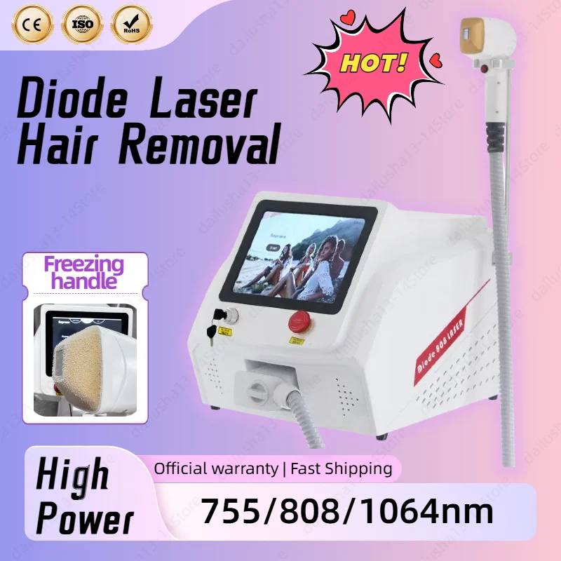 

Ice Platinum Cooling 808nm Diode Laser Hair Removal Machine 755 808 1064 Painless Remove Hair Epilation Skin Rejuvenation