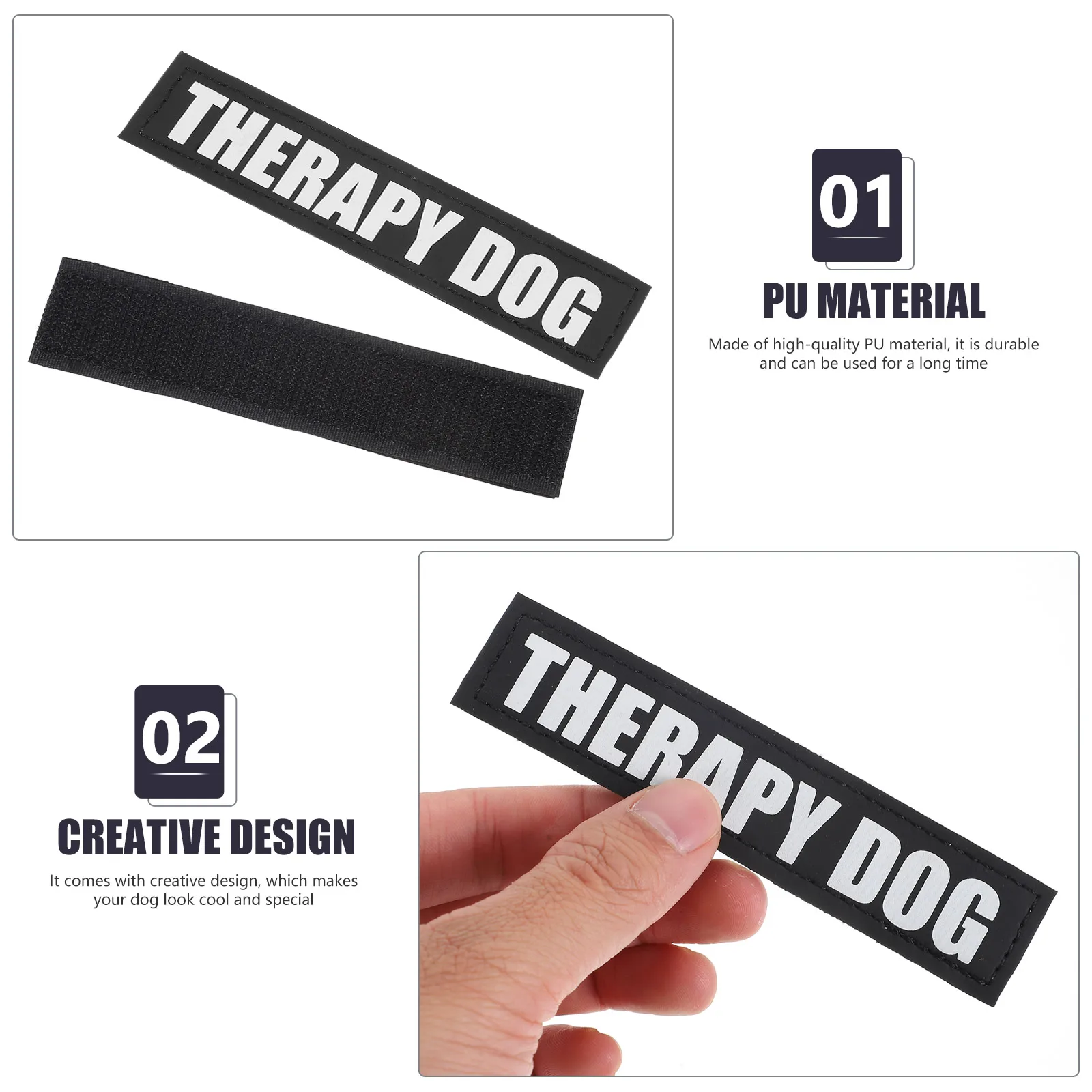 

Reflective Dog Harness Patches Durable Pu Material English Words Outdoor Night Walking Safety Cool Design Replacement For