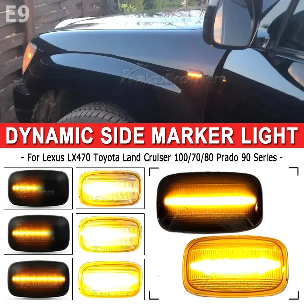 2pcs For Toyota Landcruiser 70 80 100 Series Led Dynamic Side Marker Turn Signal Light Sequential Blinker Light