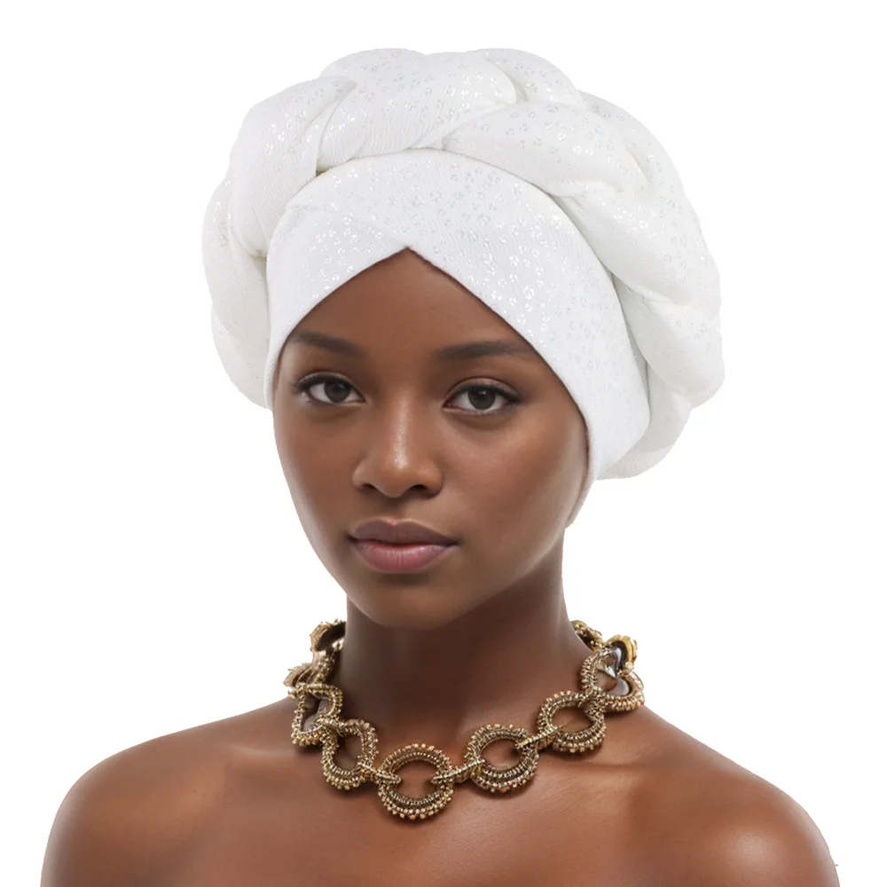 African Women Aso Oke Gele Already Made Auto Gele Aso Headtie Braids Turban Cap Hijab Wrap Hair Loss Bonnet Hat Head Nigerian