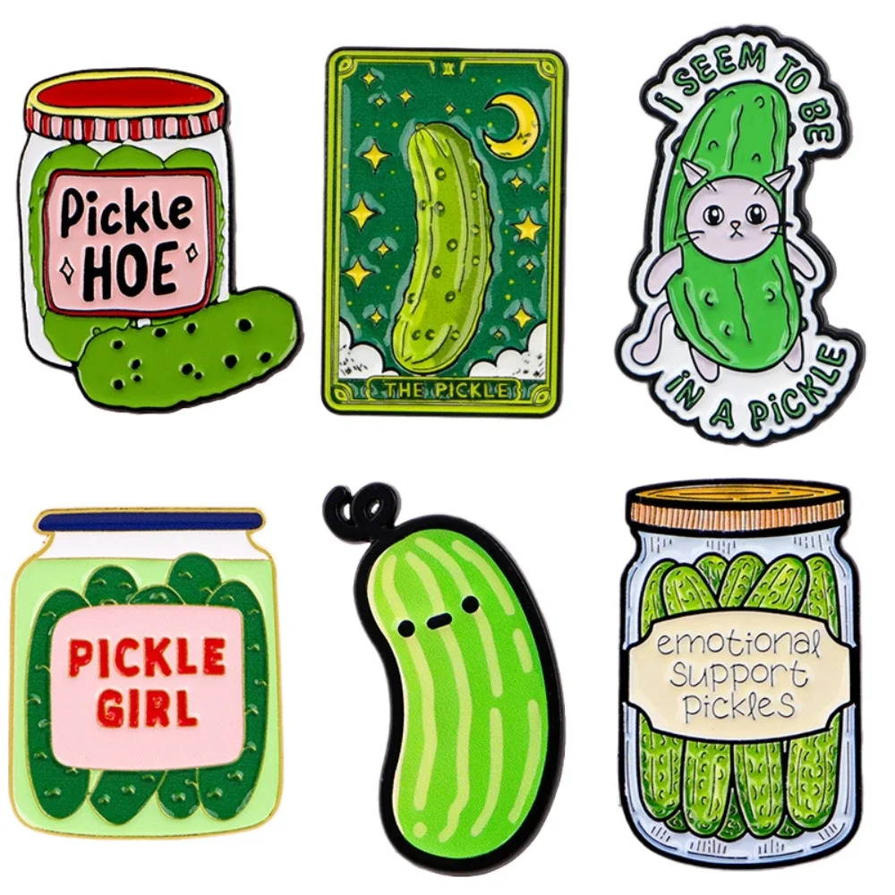 Cute Pickle Enamel Pin Funny Cucumber Brooch Lapel Pins Backpack Badge DIY Clothing Decor Accessory Quirky Metal Decoration