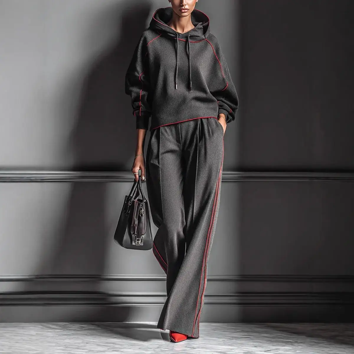 

New 2025 Independent Station Long Sve Hoodie Set with Casual Long Pants Two Piece Suit Women's Faion Autumn Collection