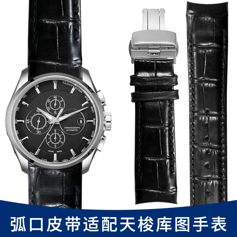 FOR Tisso-t wristband T-CLASSIC Couturier T035627/T035617 Arc-mouth leather bracelet Men's watch strap 22mm23mm24mm