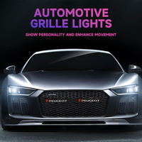 Car Mid-Net LED light Front Cover Grille Lamp Emblem Decor For Peugeot 308 206 207 407 607 108 208 301 308 508 608 107 BB1 HX1