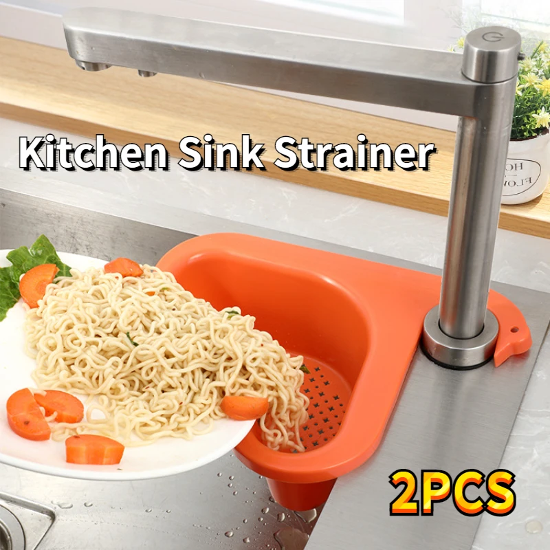 

2PCS Kitchen Sink Strainer Punch-Free Vegetable Washing Multi-Functional Triangular Plastic Water Filter Rack Garbage Filter