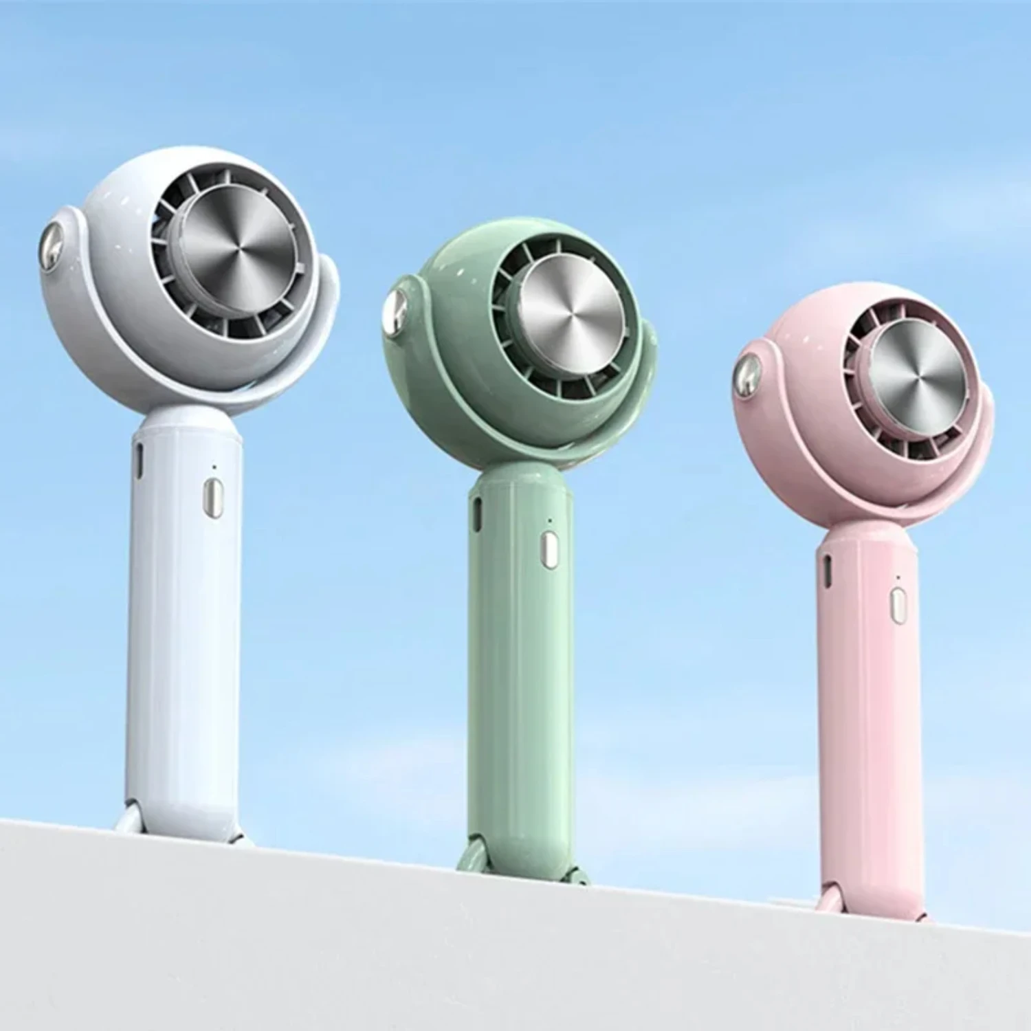 Mini Bladeless Fan - Portable, Convenient, Adorable Design Ideal for Students. Rechargeable, Quiet USB Handheld Desktop Cooling