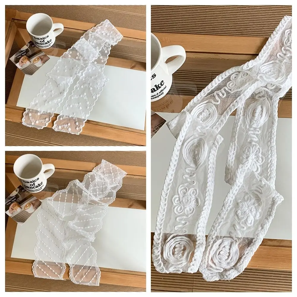 

French Pastoral Style Lace Hair Band Soft Wrap Elegant Lace Scarf Turban Accessories Adjustable Ribbon Hair Strap Photograh