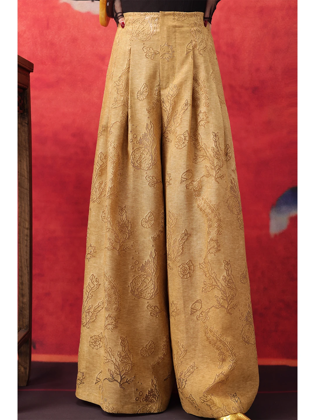 

High Waist Wide Leg Casual Pants Women's Dyed Tie-Dye Ripped Flower Cotton Chinese Sle High Waist Wide Leg Pants