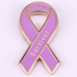 Breast Cancer Survivor Pink Ribbon Enamel Pin Cancer Awareness Brooch Hope Love Faith Fight
