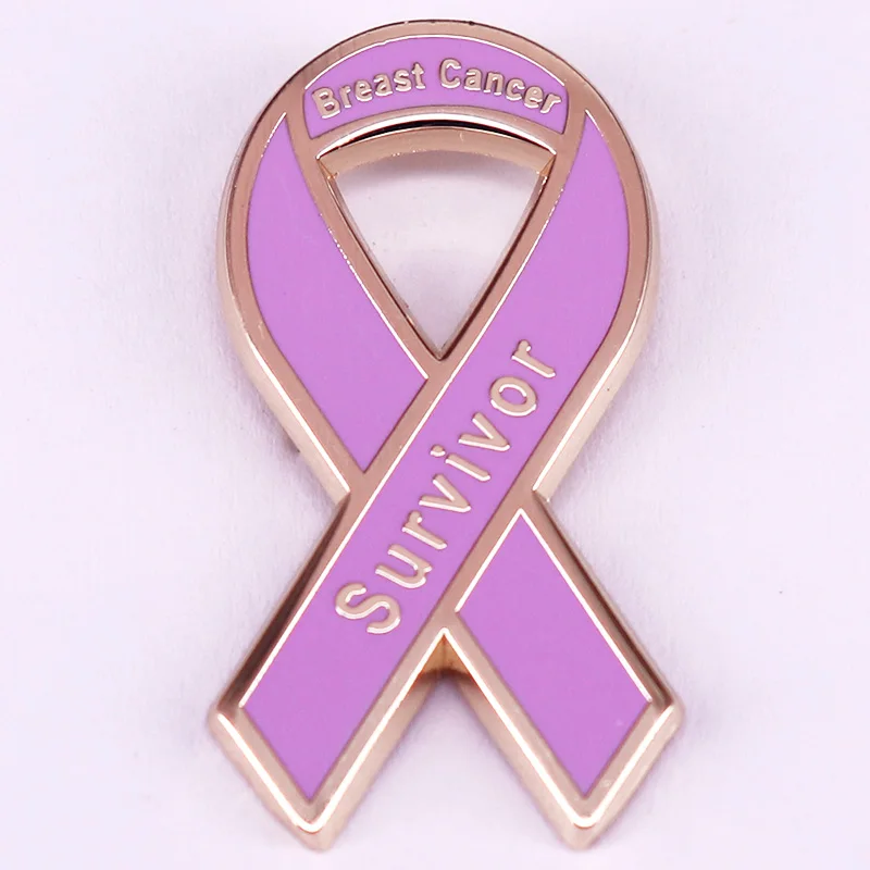 Breast Cancer Survivor Pink Ribbon Enamel Pin Cancer Awareness Brooch Hope Love Faith Fight