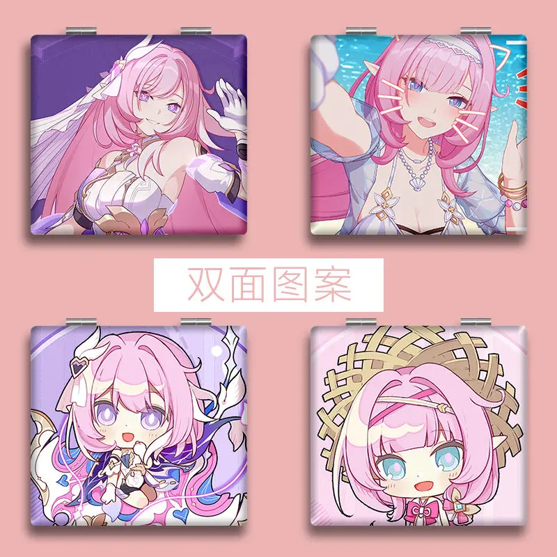 

Anime Honkai Impact 3 Ego Elysia Painting Vanity Mirror Cosmetic Magnifying Square Pocket Make Up Mirror for Home Office Mirrors