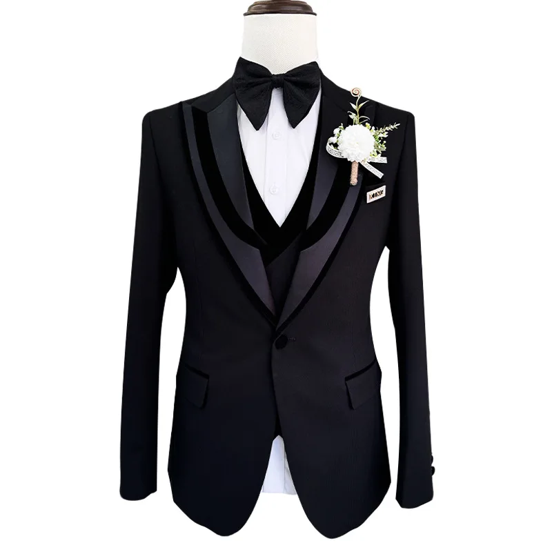 

Мужской классический костюм-тройка для свадьбы и торжественных мероприятий, популярный однотонный костюм для вечеринок, элегантный комплект для жениха