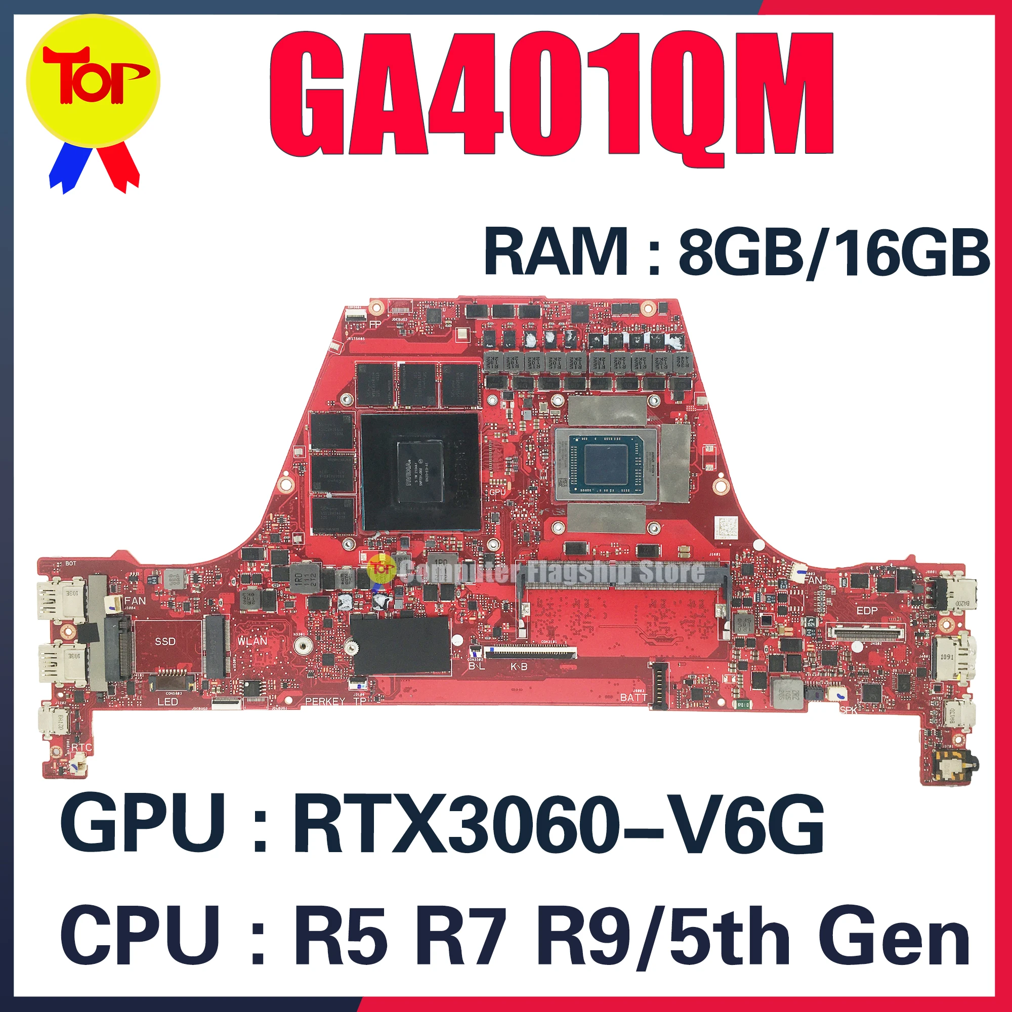 KEFU GA401Q Mainboard For ASUS GA401QM GA401QC GA401QE GA401QEC Laptop Motherboard R5 R7 R9 RTX3060/V6G RTX3050/RTX3050Ti-V4G