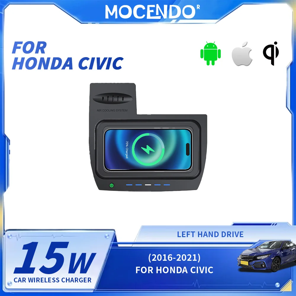 

For Honda Civic 2016-2021 Qi Fast Wireless Charging Plate Car 15W Induction Phone Holder for Honda Civic