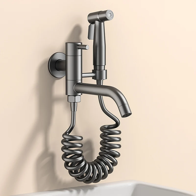 

Полностью медная швабра для бассейна, специальный кран, пистолет-распылитель для унитаза под давлением, одинарное охлаждение в стену, балкон, удлиненный с пистолетом-распылителем f