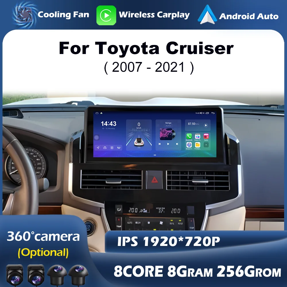 GPS Navi Wireless CarPlay Car Radio For Toyota Cruiser 2007 - 2021 Android System Multimedia Player 4G WIFI Bluetooth Autoradio