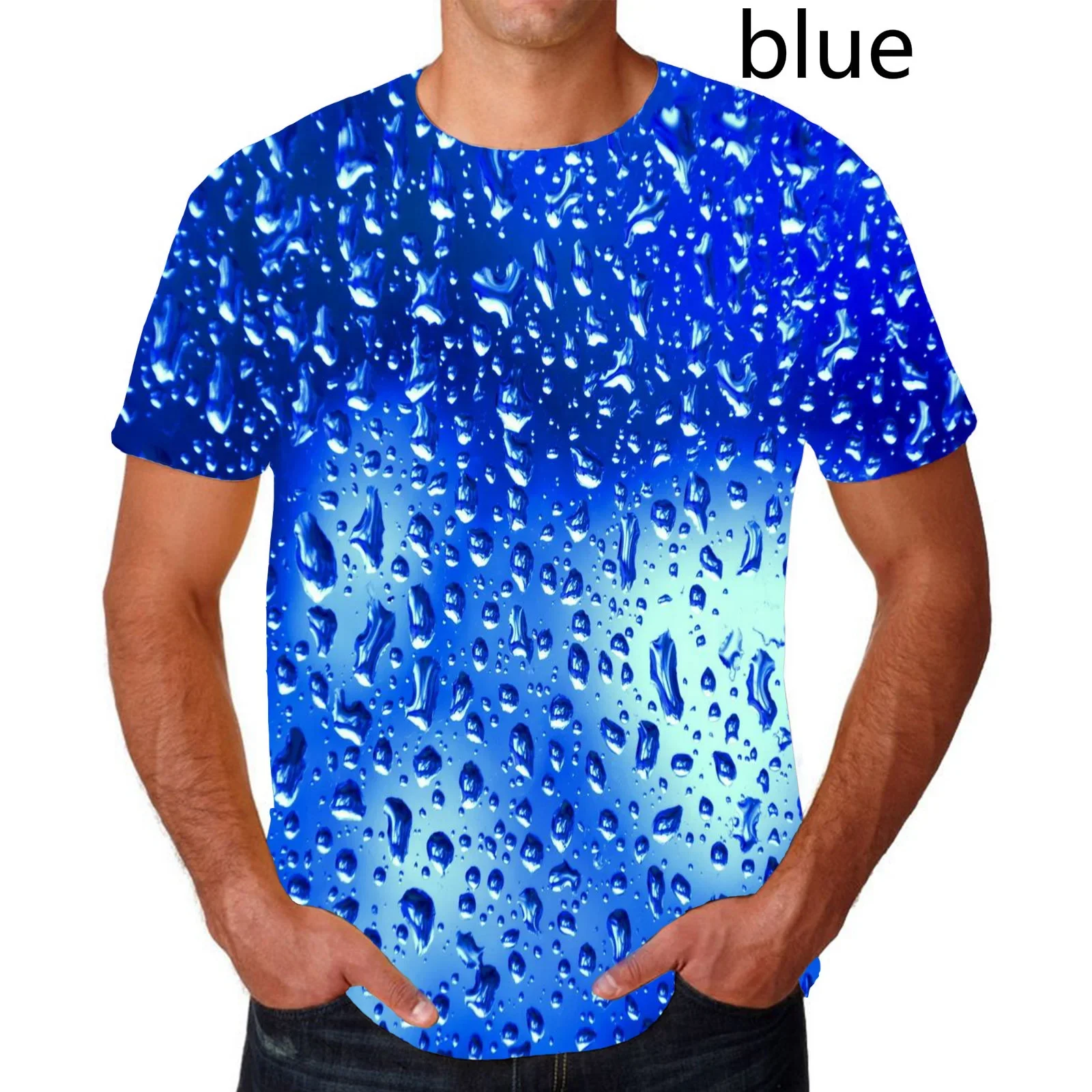 Unisex 3D Impressionist Water Drop T-shirt, Printmaking T-shirt, Moda Raindrop Comfortable Breathable Cool New 2024 Summer