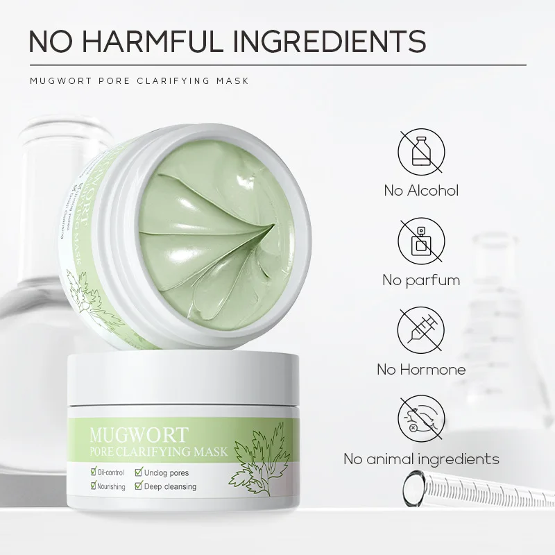 LAIKOU Mugwort Collagen Clarifying Mask Moisturizing Facial Masks Deep Cleaning Oil-Control Clay Mask Hydrating Face Skin Care